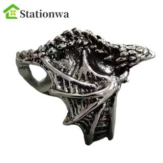 STATIONWA Nhẫn Rồng, Nhẫn Mở Đầu Cổ Điển Pterosaur Wings, Tinh Tế Gothic Retro Punk Phong Cách Rồng Đen Nhẫn Phụ Kiện Trang Sức