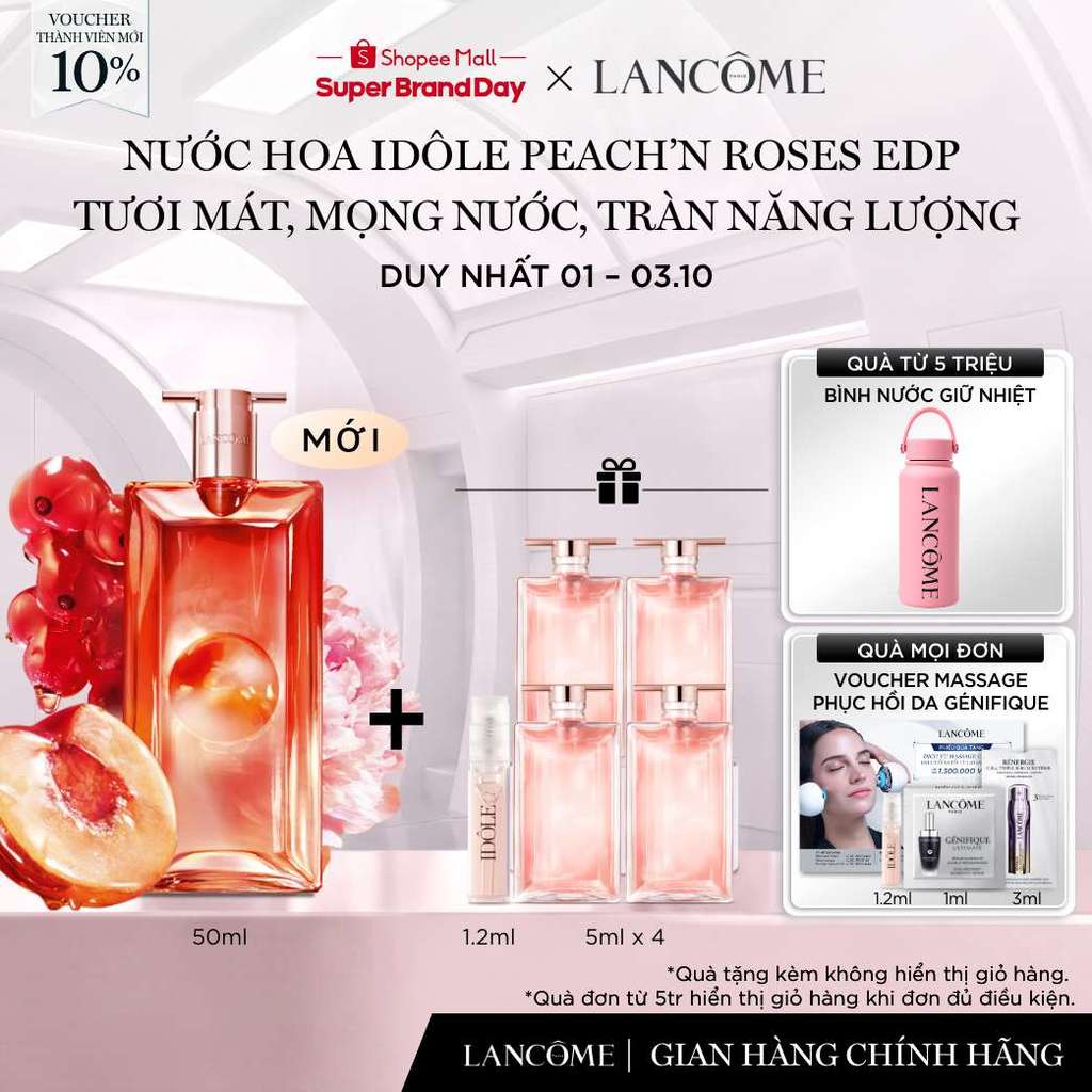 Nước hoa Idole Lancome Peach'n Roses EDP Tươi Mát Mọng Nước Tràn Năng Lượng 50ML