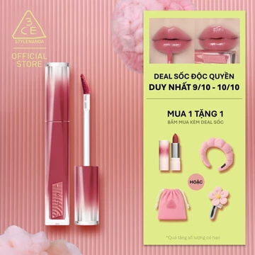 Son Tint Hiệu Ứng Pha Lê 3CE Misty Lip Bare Mỏng Nhẹ Trong Veo, Bền Màu, Mịn Mượt, Không Bết Dính