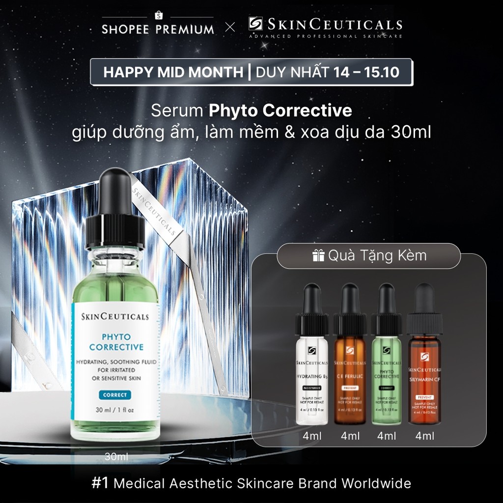 Dưỡng chất Skin Ceuticals Phyto Corrective 30ml làm dịu da, giảm đỏ, cấp nước, phục hồi da yếu,da mụn, da nhạy cảm
