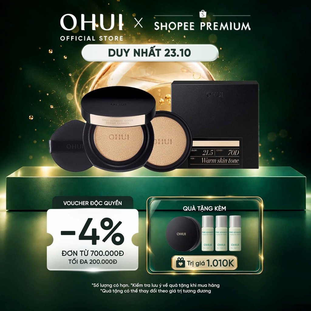 [OHUI Official] Phấn nước kiềm dầu che phủ cao mỏng nhẹ OHUI Ultimate Cover Denier Cushion SPF50/PA+++ 13G (Tặng 1 lõi)