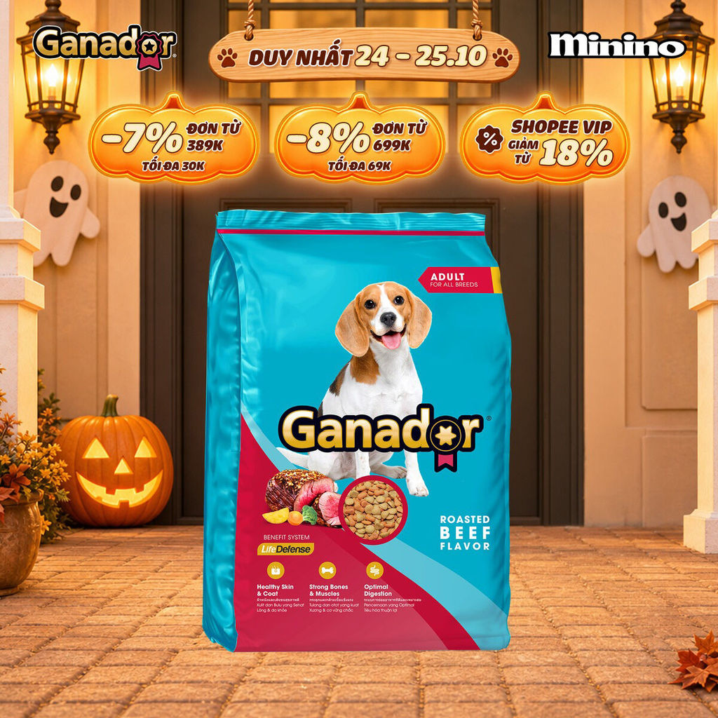 Thức ăn hạt Ganador cho chó trưởng thành vị Bò nướng/ Gà nướng/ Heo quay 3kg