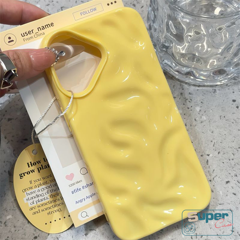 Ốp Lưng Tương Thích Cho IPhone 11 13 16 15 12 14 Pro Max 14 15 12 16 13 Pro 7Plus 16 14 7 15 8 Plus SE 2020 Thời Trang Đơn Giản Macaron Wave Ruffle Water Silicone Glossy Soft Cover
