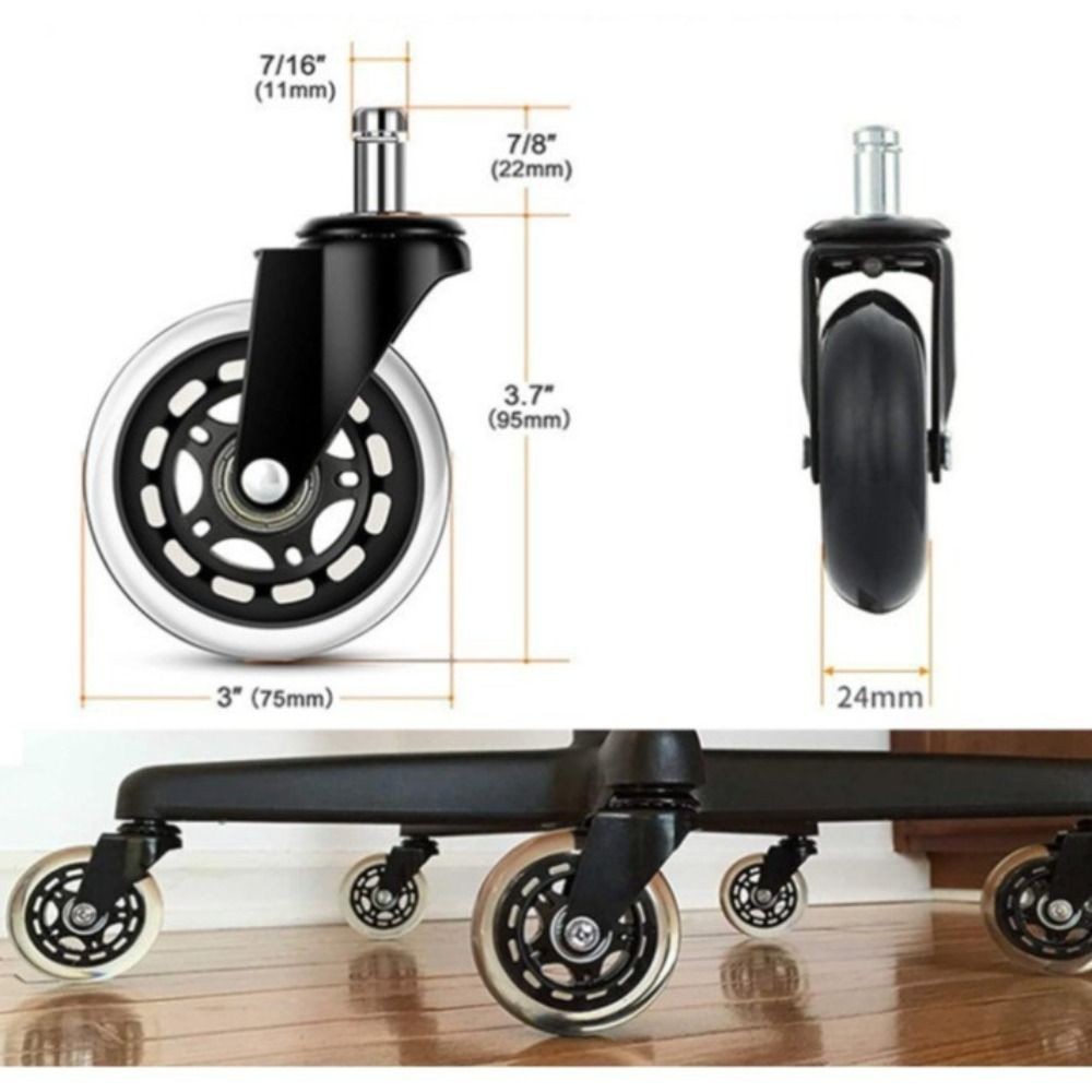 YMIFI 5 Chiếc Ghế Văn Phòng Bánh Xe, Bánh Xe Cao Su PU 2.5 Inch / 3 Inch, Bánh Xe Đa Năng Thay Thế Tắt Tiếng Nội Thất Xoay Phần Cứng Caster Ghế Văn Phòng Tại Nhà