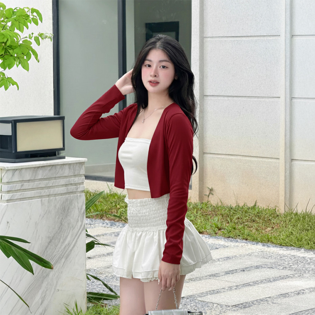 Áo Khoác Cardigan Nữ BABEE Tay Dài Kiểu Dáng Basic Đơn Giản Điệu Đà Sang Trọng Nữ Tính