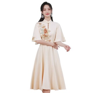 Đầm phù dâu sườn xám mỏng nhẹ cho cô dâu và nhóm cưới, phù hợp mùa xuân - hè