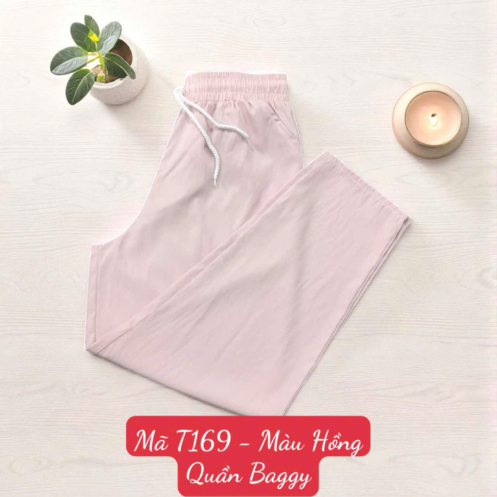 Quần Baggy - Vải Lụa Gió Nhăn - Dài quần 92cm - Ống 16cm - Mã T169