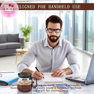 Moonlights 16 Oz Cốc cà phê thủy tinh trông giống như nồi cà phê Hình dạng chịu nhiệt Công suất lớn Cốc trong suốt có nắp du lịch cho trà nóng Sôcôla nóng Bàn làm việc văn phòng Quà tặng EN