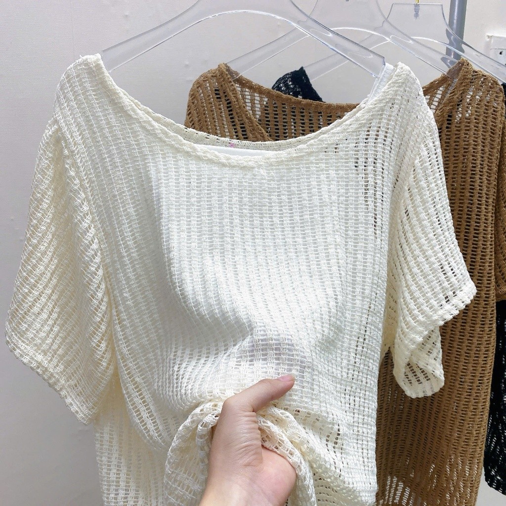 Áo Thun Lưới Bigsize Nữ Tay Ngắn Kèm Áo 2 Dây Đậu Bigsize Phom Rộng Dễ Mặc Thoải Mái A318+G118