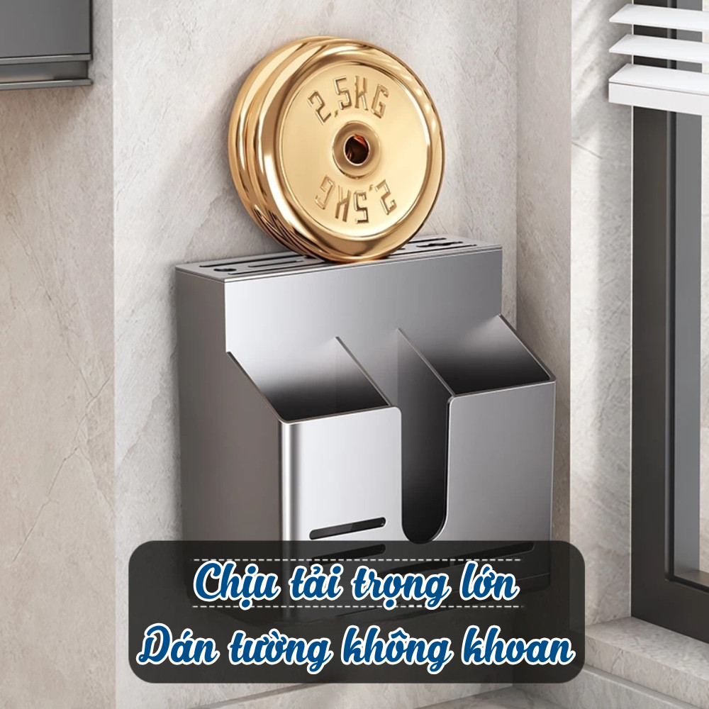(MỚI) Giá Để Đồ Nhà Bếp Treo Tường Đa Năng Không Cần Đục Lỗ DINO, Giá Để Đũa Dao Kèm Khay Thoát Nước