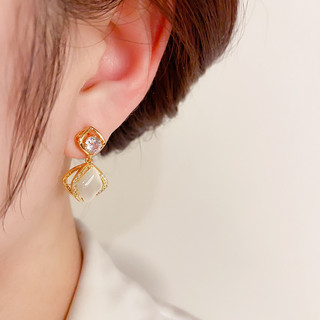 Bông tai thời trang từ bạc s925 và kim cương opal nhỏ, độc đáo và sang trọng