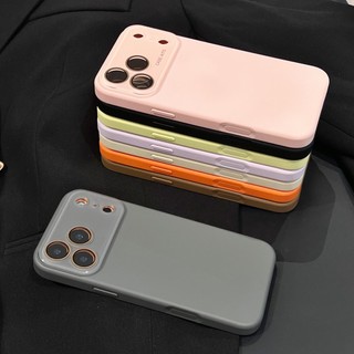 Phim bảo vệ ống kính thủy tinh Vỏ điện thoại silicon lỏng màu cam cho iPhone 17Promax 17Pro Air 12 13 14 15 16 Pro Max Vỏ điện thoại di động nữ màu trơn chống sốc