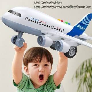 【BabyJoy】Đồ chơi máy bay Airbus A380 chạy đà,Mô Hình Đồ Chơi Máy Bay Cỡ Cho Trẻ,có nhạc và đèn,tặng kèm 8 xe hợp kim