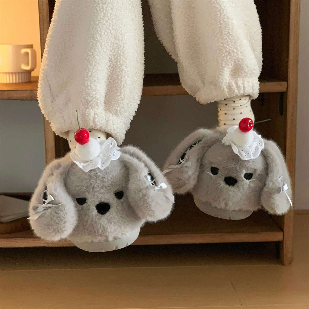 XIXITIAO Dép Cotton Thỏ Dễ Thương Nữ Mùa Đông Thời Trang Phong Cách Mới Đế Mềm Phòng Ngủ Gia Đình