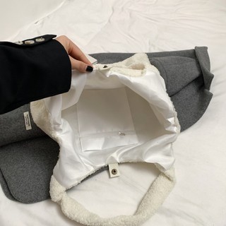 Túi đeo vai len cừu thêu mèo dễ thương