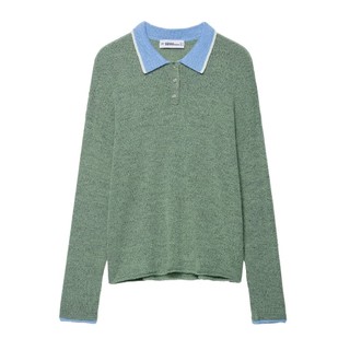 áo len Zara made in Morocco xanh lá cổ polo blue sáng cực tây