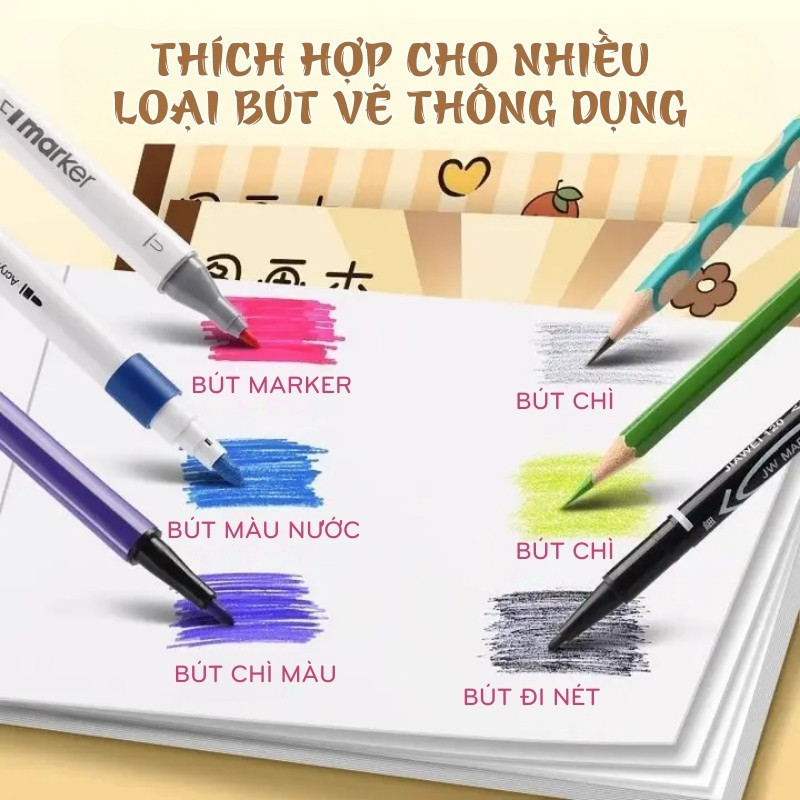 Vở vẽ đóng gáy keo giấy A4 không thấm hoạt hình tươi sáng dễ xé rời 20 trang lý tưởng học sinh hot