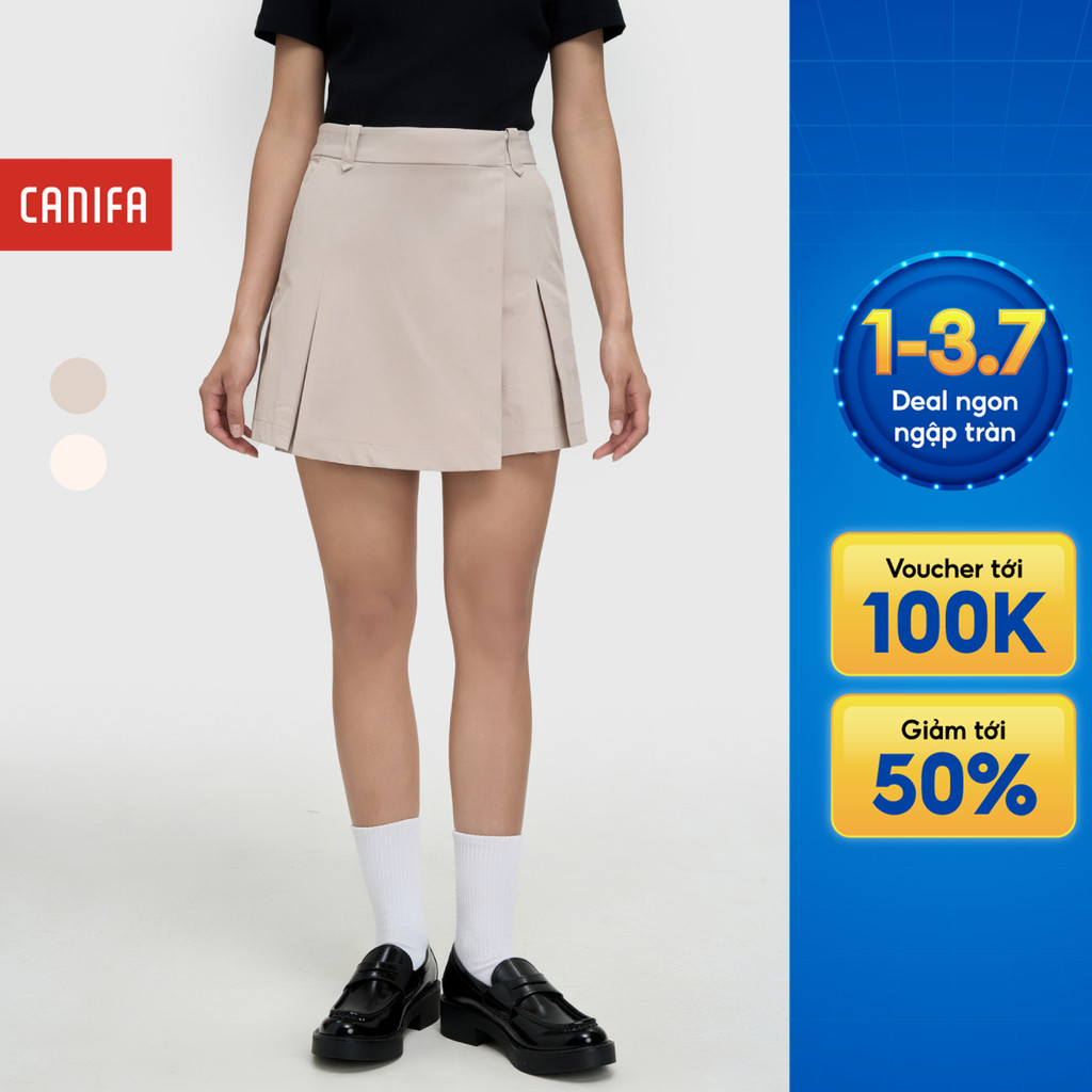 Quần giả váy nữ CANIFA dáng ngắn xếp ly hai bên 6BS25S012