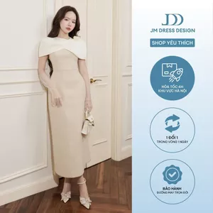 Đầm Dạ Tiệc Tweed 2 Dây Ôm Dài Phối Cape 1F16.2509K. Đầm Dự Tiệc Quiet Luxury, Đầm Tiệc Dáng Ôm Suông Dài Thiết Kế JM