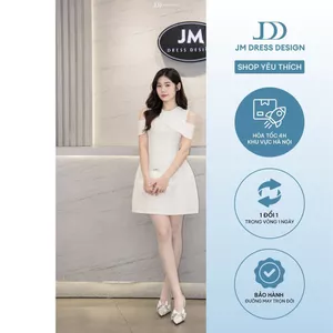 Đầm Chân A Tay Vắt Chéo 1F24.2509K, Đầm Ngắn Dáng Ôm Nhẹ Eo, Đầm Dự Tiệc Thanh Lịch Phong Cách Hiện Đại Trẻ Trung JM