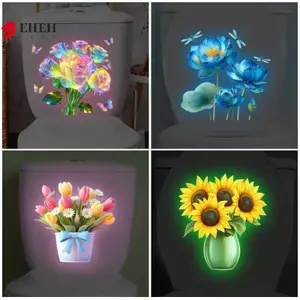 Decal vệ sinh hoa phát sáng trong bóng tối Decal vệ sinh phát sáng có thể tháo rời Tự dính trang trí nội thất cho phòng ngủ Phòng khách VN