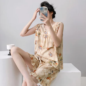 Bộ đồ ngủ không tay dành cho nữ có thiết kế chống phơi sáng cho phòng ngủ Giải trí trong nhà Hàng ngày Hoạt động thư giãn ngoài trời thông thường