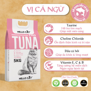 Hạt Cho Mèo Hello Cat 5kg Mọi Lứa Tuổi - Tiêu Hóa Tốt, Tiết Niệu Khỏe, Dưỡng Da Lông Óng Mượt