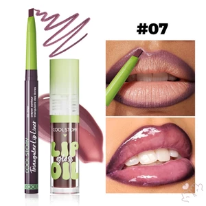 Lip Liner Lip Gloss Set Bộ trang điểm môi Lâu dài đầy màu sắc Công thức nhẹ Son bóng môi với kết thúc phát sáng cho phụ nữ Chăm sóc môi hàng ngày