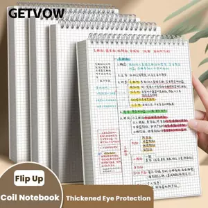 Sổ tay cuộn GETVOW, 80 tờ lưới / Sổ tay xoắn ốc dòng trống / ngang, Đa chức năng A5 / B5 / A4 Flip Up Notepad Đồ dùng văn phòng trường học