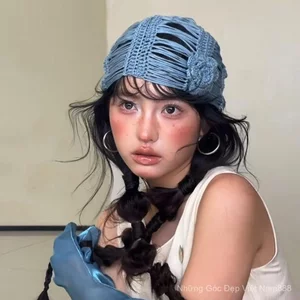 Mũ Dệt Kim Rỗng Thời Trang Dệt Kim Mũ Che Đầu Nữ Mùa Hè Phiên Bản Hàn Quốc Phong Cách Nhật Bản Mũ Lạnh Mũ Chui Đầu