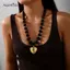 AqToCna Vintage Trái Tim Mặt Dây Chuyền Nelace Nữ Thời Trang Hạt Trang Sức Quà Tặng Cho Tiệc Cưới Kỷ Niệm Trang Phục AqToCna