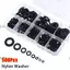 JUIC 500 Chiếc Nylon Máy Giặt, Con Dấu O Ring Assortment Kit 8 Kích Cỡ Máy Bay Miếng Đệm, Bền Đen Trắng Flat M2-M10 Vòng Đệm Cách Nhiệt