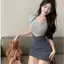 Pure Desire Goddess Fan Halter Neck Split Slim-fit Slimmer Look Hip-packed Váy hai mảnh giả mùa hè mới