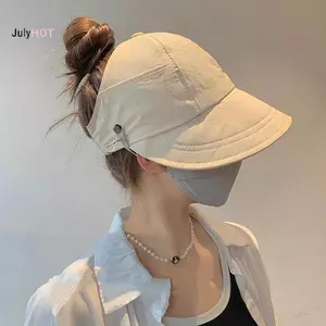 JULYHOT Có Thể Gập Lại Vành Rộng Đuôi Ngựa Mũ Chống Nắng Cho Nữ Chống Tia UV Mũ Che Nắng Nữ Giải Trí Có Thể Điều Chỉnh Ngoài Trời Mũ Đi Biển Mũ Người Cá Mũ Massivedeals