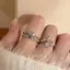 JULYHOT 3 Cái / bộ Nhẫn Trái Tim Opal Màu Xanh Thời Trang Cho Nữ Hoa Mở Nhẫn Đính Đá Ngón Tay Tiệc Cưới Hợp Thời Trang Bé Gái Trang Sức Massivedeals