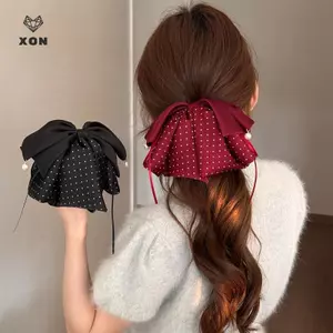 Kẹp Tóc Nơ Ngọc Trai Đỏ Hàn Quốc Kẹp Tóc Cá Mập Kẹp Tóc Kẹp Tóc Kẹp Mùa Xuân Thời Trang Đuôi Ngựa Barrettes Phụ Kiện Tóc [Mina]