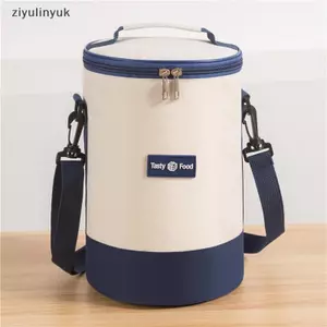 Ziyulinyuk Dung Tích Lớn Di Động Túi Cơm Trưa Tươi Giữ Hình Trụ Cách Nhiệt Hộp Cơm Trưa Tote Tròn Lá Nhôm Thực Phẩm Túi Làm Mát Nhiệt VN