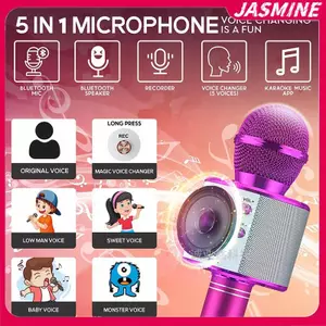 JASMINE Karaoke Micro Không Dây Mic Cho Điện Thoại Di Động Làm Hát Condenser Mikrofon Blutooth Điện Thoại Thông Minh Micro DJ Âm Thanh JASMINE