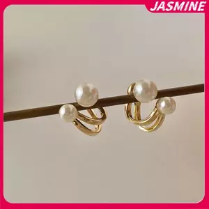 JASMINE Pháp Ánh Sáng Sang Trọng Hồng Hoa Tulip Ngọc Trai Bông Tai Dành Cho Nữ Hàn Quốc Zircon Tinh Tế Bông Tai Dự Tiệc Giáng Sinh Trang Sức Quà Tặng JASMINE