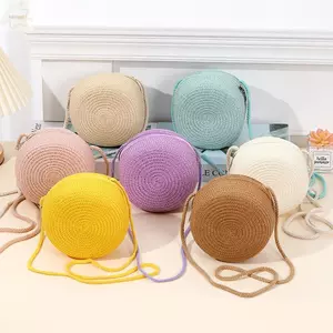 Túi Rơm AWNGD, Túi Xách Ống Hút Tròn Handmade, Ví Đựng Tiền Xu Dệt Ống Hút Túi Đeo Vai Nữ Cô Gái