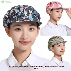 Mũ đầu bếp YOLOGO, Mũ nấu ăn bằng vải Cotton chống dầu, Mũ làm việc in hoa chống bụi Nhà hàng khách sạn