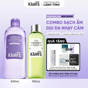 COMBO Dear Klairs Nước Tẩy trang Unscented Cleansing Water 400ml + Nước hoa hồng Cica Toner 180ml [FS]