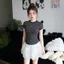 Áo Thun Nữ Dáng Ôm Kẻ Sọc Phối Viền Tay Cổ Kiểu Basic A5188505 - - Hieuvy Botique
