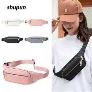 Túi đeo chéo nữ SHUPUN, Túi đeo thắt lưng nữ vải dung tích lớn, Túi đeo ngực kẻ sọc thông thường Gói Fanny thời trang nhẹ