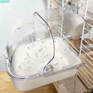 Bể Tắm Vẹt QEARY, Lồng Tắm Chim Có Thể Tháo Rời Dung Tích Lớn, Treo Tường Đa Năng Chống Bắn Nhựa Vẹt Hộp Tắm Lồng Chim