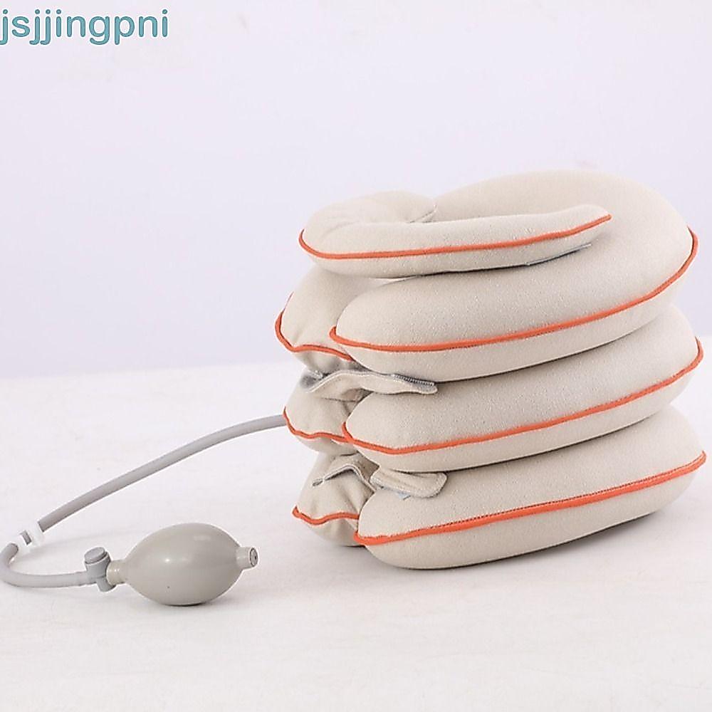 JSJJING Thiết bị kéo cổ tử cung, Gối massage cổ 4 lớp có thể điều chỉnh, Massage chỉnh hình di động Hỗ trợ cổ bơm hơi Gối cổ chữ U cho xương sống