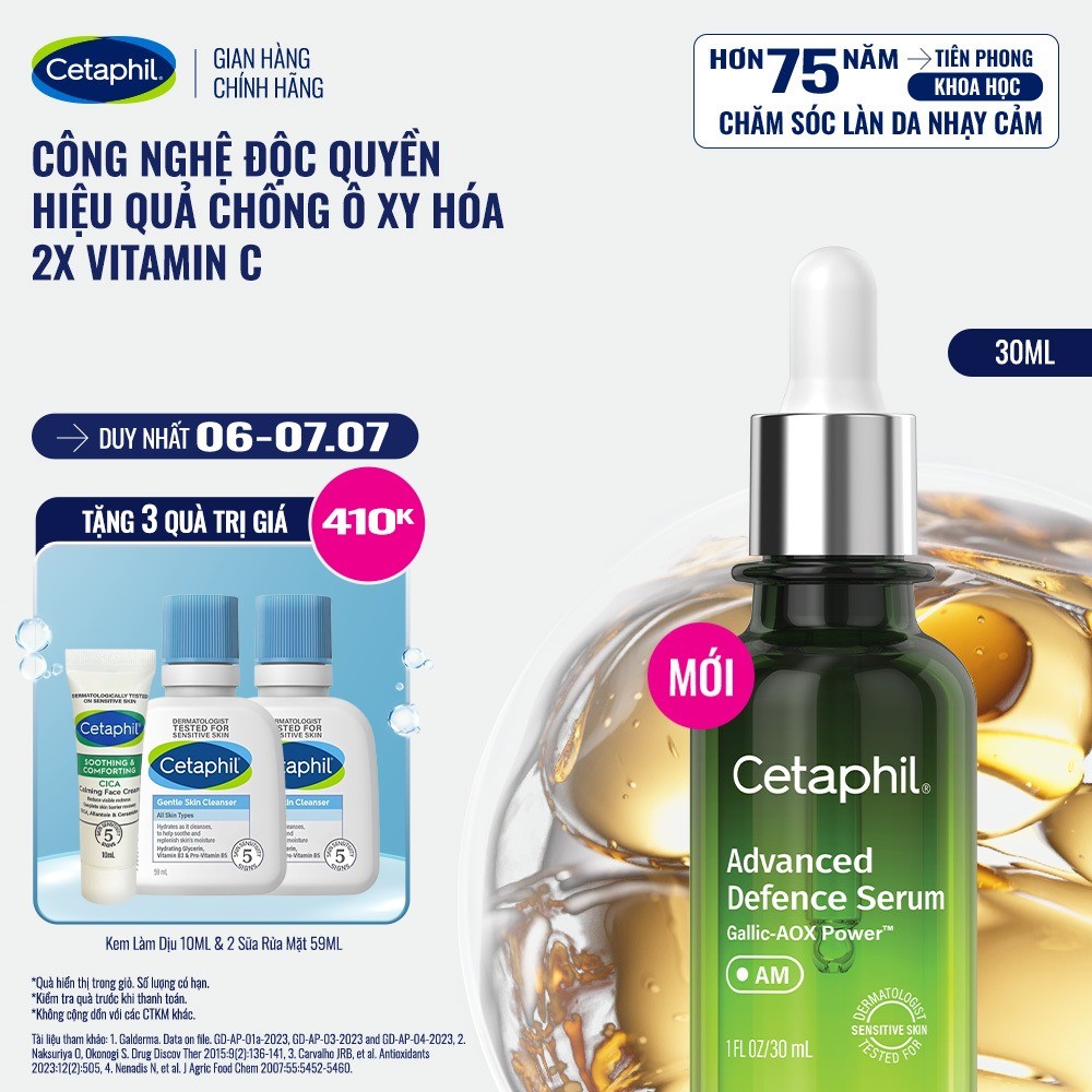 [LIVE] [MỚI] Serum Tinh chất bảo vệ, dưỡng da ban ngày Cetaphil Advanced Defence 30ml