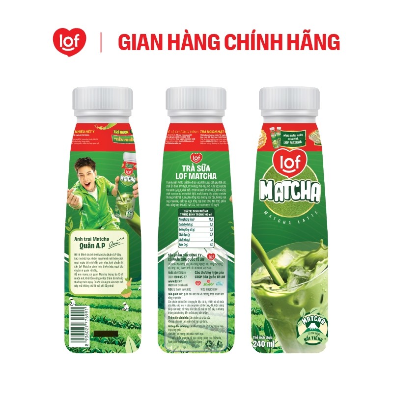 [TẶNG MÓC KHÓA] Trà sữa Lof Matcha thùng 24 chai x 240ml