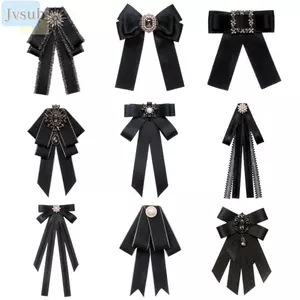 JVSUB Pha Lê Kim Cương Giả Trang Sức Bowtie, Vintage Polyester Ruy Băng Nơ Trâm Cài, Áo Sơ Mi Trang Trí Cổ Đen Thời Trang