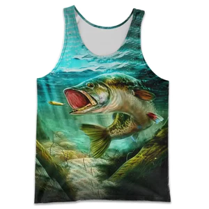 Áo thun in hình bể cá 3D dành cho nam, Áo thun không tay Harajuku, Dạo phố mùa hè Unisex Casual Tee